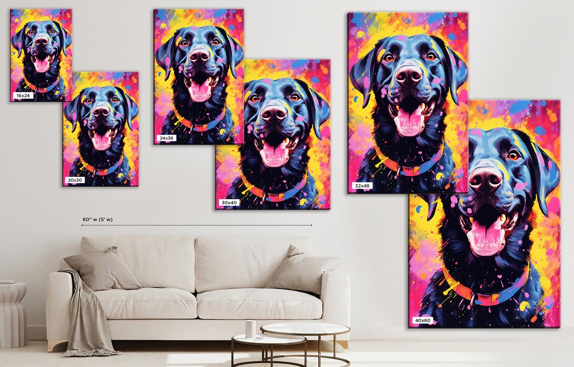 Black Labrador Pop Art Portrait Colorful Splash Happy Lab Print Poster - Image 5