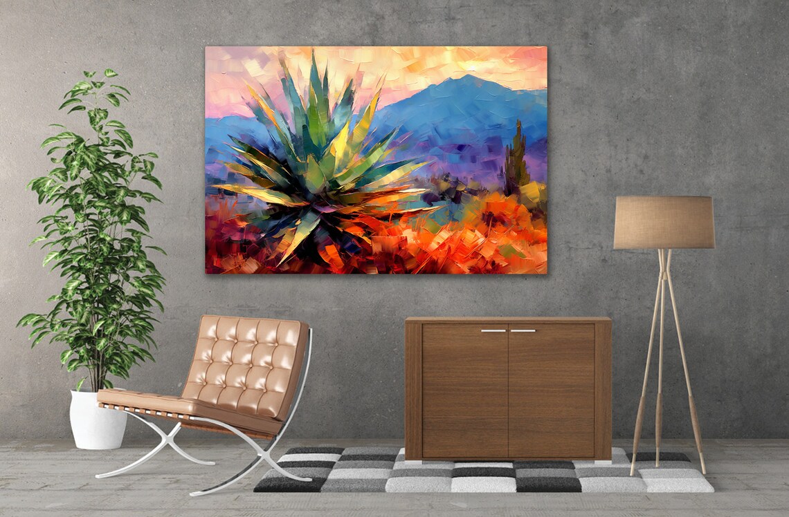 Abstract Agave Painting, Southwestern Desert Art Print - Image 3
