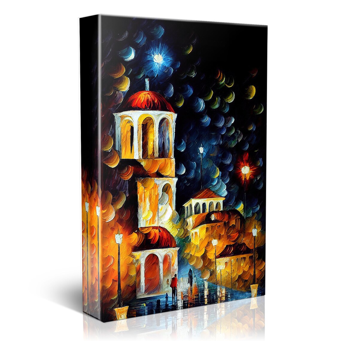 Athens Greece Night Old Church Bell Tower Lamp Lit Street Poster - Image 5