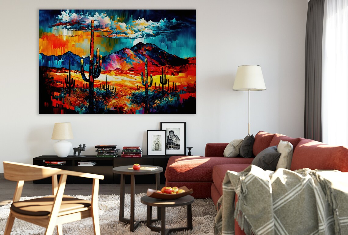 Colorful Desert Scene, Southwest Landscape Art Print - Image 2