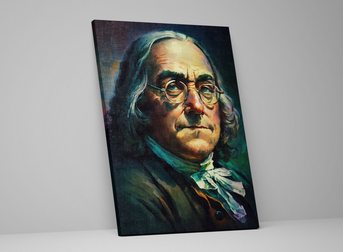 Benjamin Franklin Portrait Painterly Historical Founding Father Print - Image 5