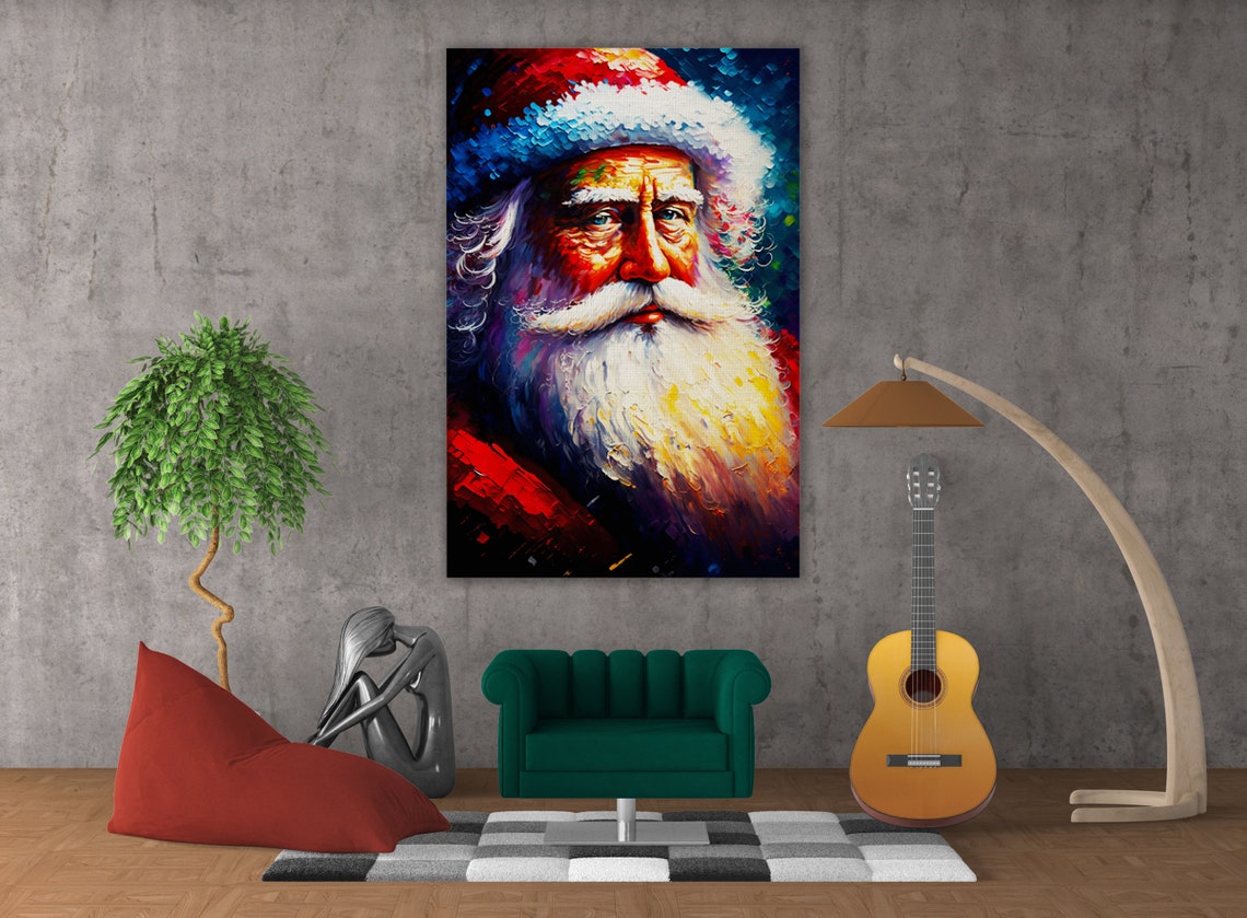 Santa Claus Old Saint Nick Portrait Warm Glow Christmas Art Poster - Image 4