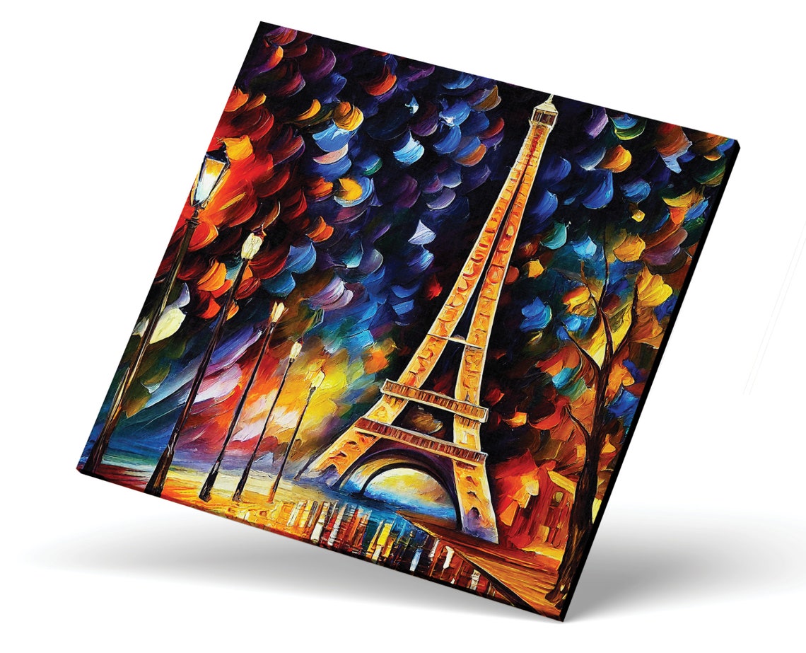 Eiffel Tower Paris Night Sky Golden Glow Riverside Evening Poster - Image 4