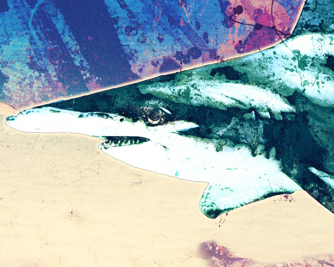 Shark Nautical Decor Ocean Fish Painting - Image 3