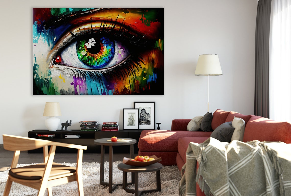 Abstract Eye Close Up Rainbow Iris Vivid Color Oil Style Poster - Image 2