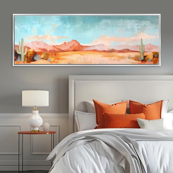 Panoramic Desert Plains Minimalist Bohemian Style Framed Unframed Long Horizontal Ready To Hang Extra Large Wall Art