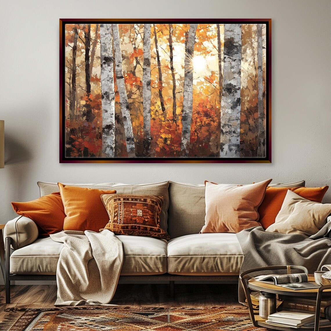 Autumn Birch Tree Art Print, Cozy Fall Wall Decor