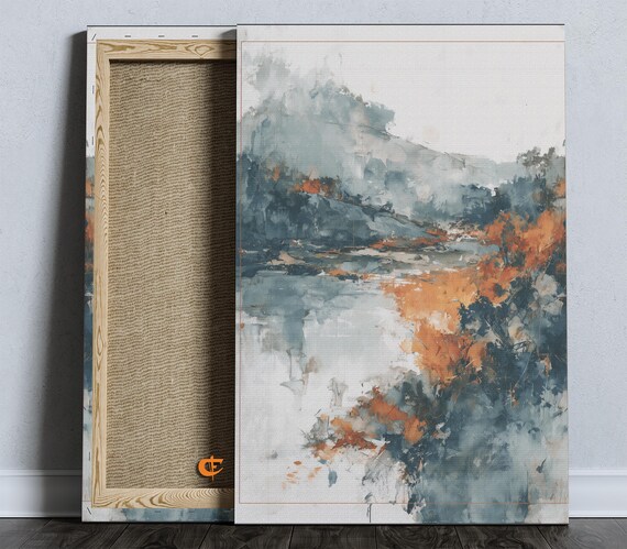 Abstract Watercolor Landscape Print Moody Earthy Wall Art Rustic Nature Decor Autumn Painting Modern Home 850