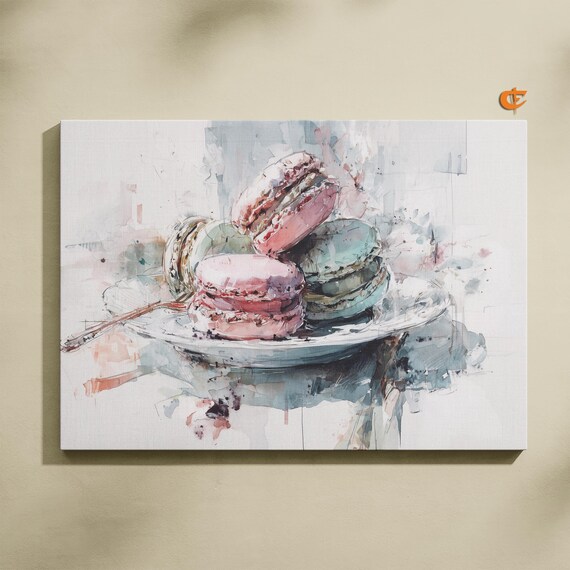 Pastel Macarons Watercolor Painting Sweet Kitchen Wall Decor Poster
