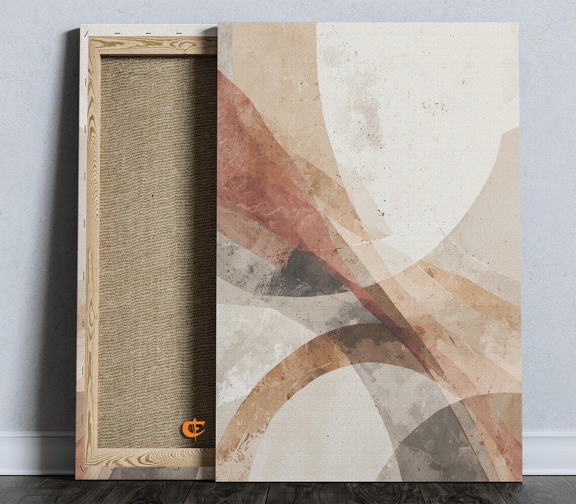 Earthy Abstract Curved Lines Neutral Watercolor Modern Wall Art
