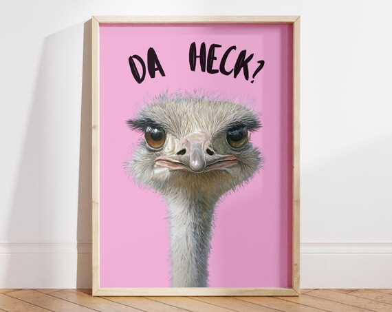 Da Heck Funny Ostrich, Dorm Room Decor Poster