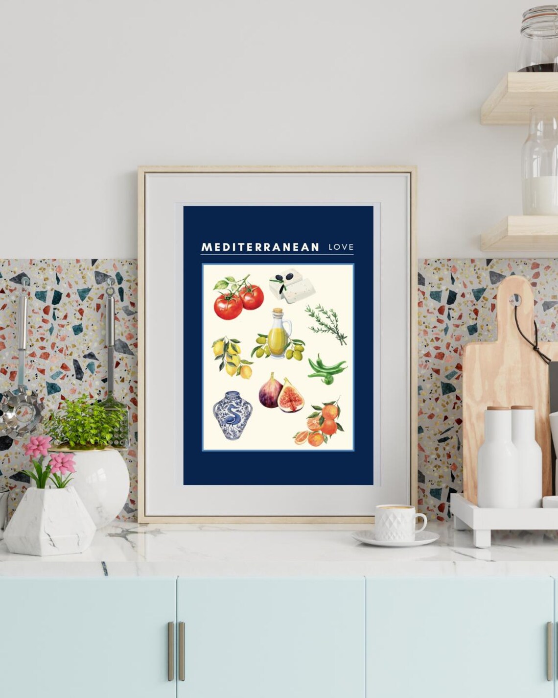Mediterranean Love Art Print, Kitchen Dining Decor - Image 3