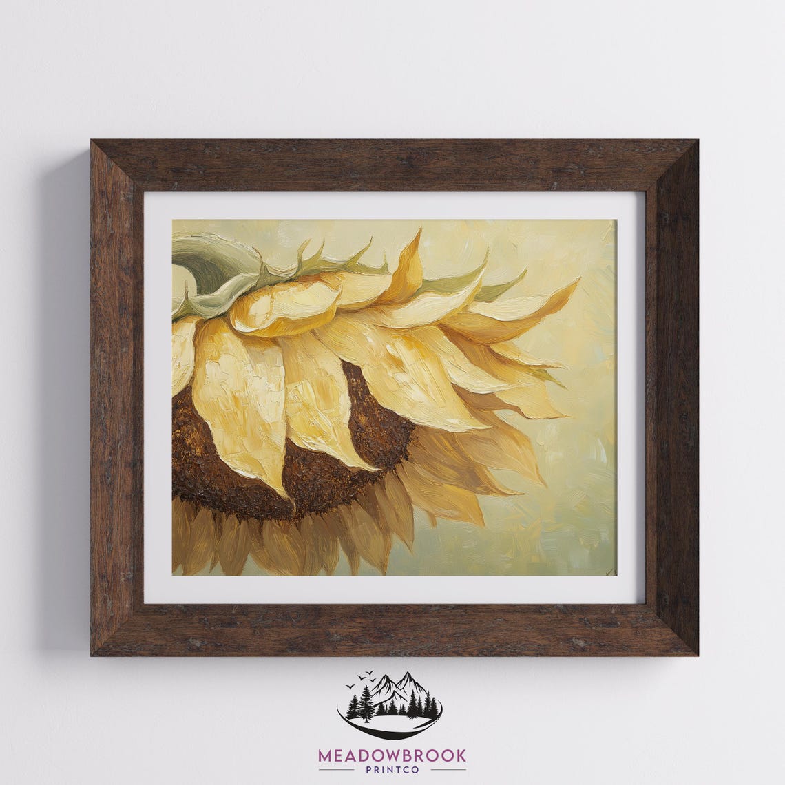 Golden Sunflower Petals Closeup Moody Botanical Floral Wall Art - Image 2