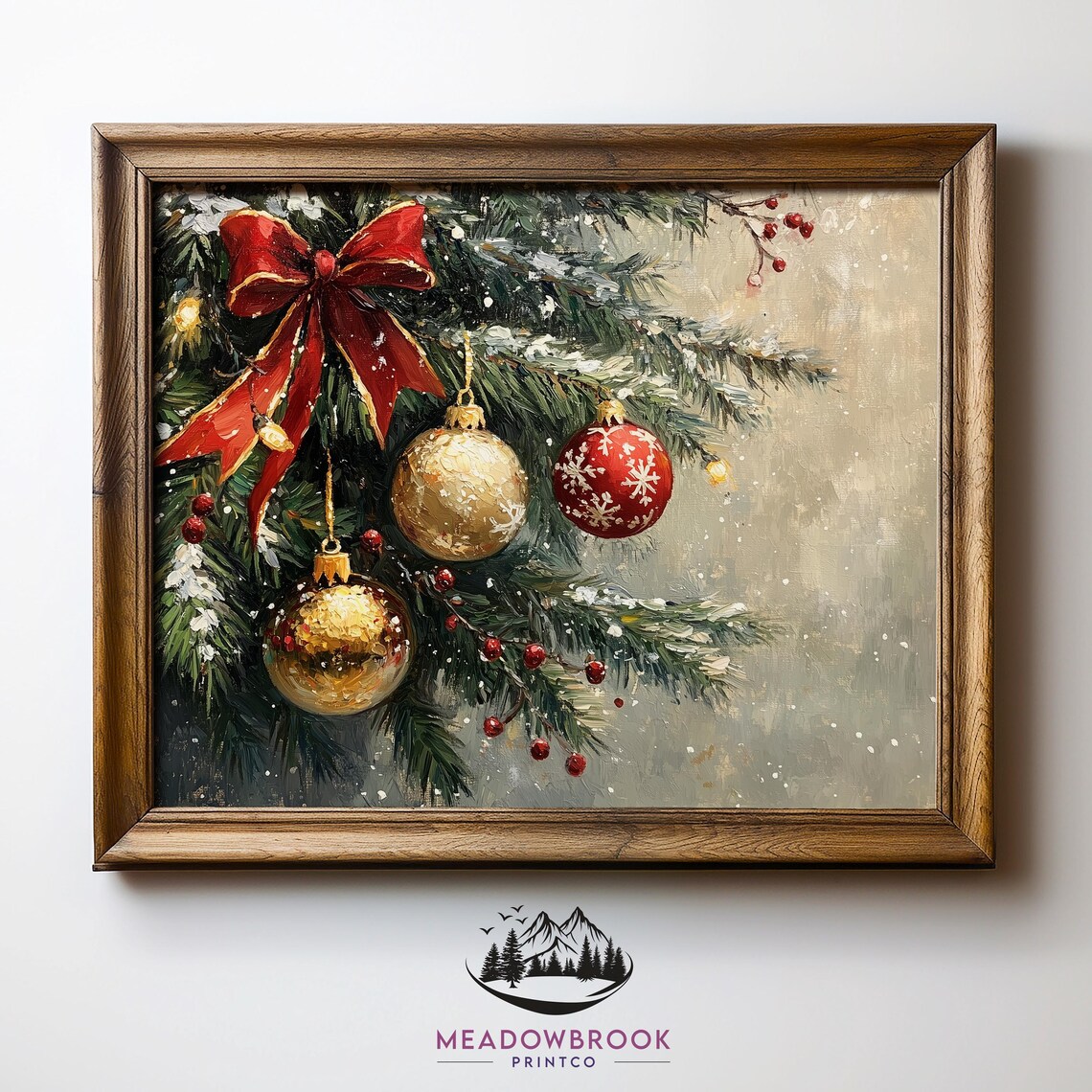 Rustic Christmas Tree Decorations, Vintage Holiday Art Print