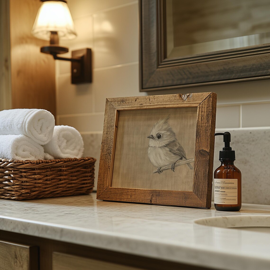 Tufted Titmouse Bird Print, Rustic Farmhouse Decor - Image 3
