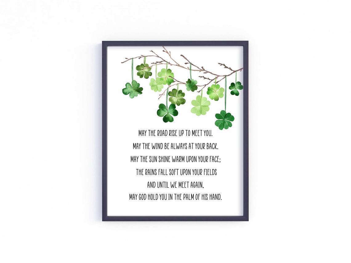 Irish Blessing May the Road Rise Up Shamrock Heritage Wall Poster - Image 2