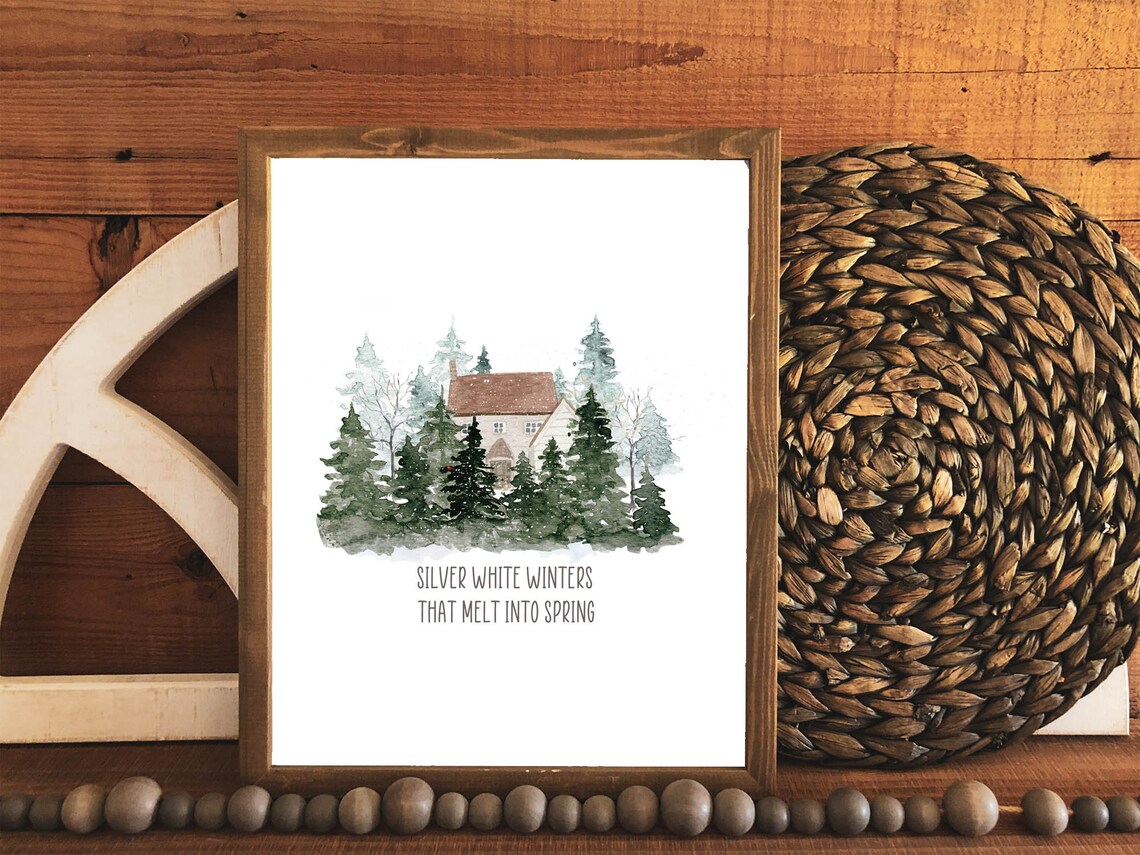 Silver White Winters That Melt Into Spring Quote Art Print - Image 7