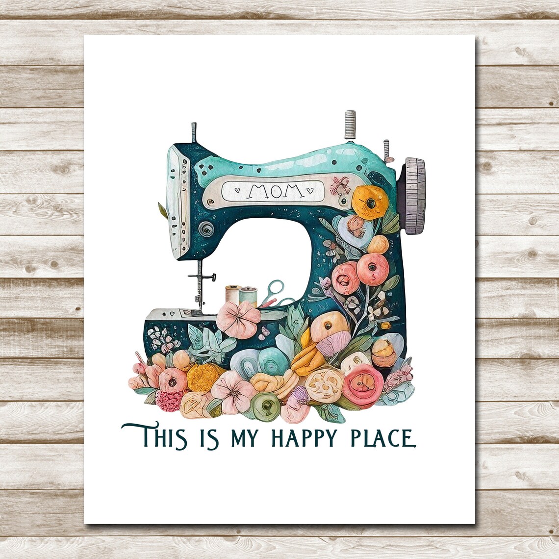 This Is My Happy Place Mom Floral Vintage Sewing Machine Poster - Image 4