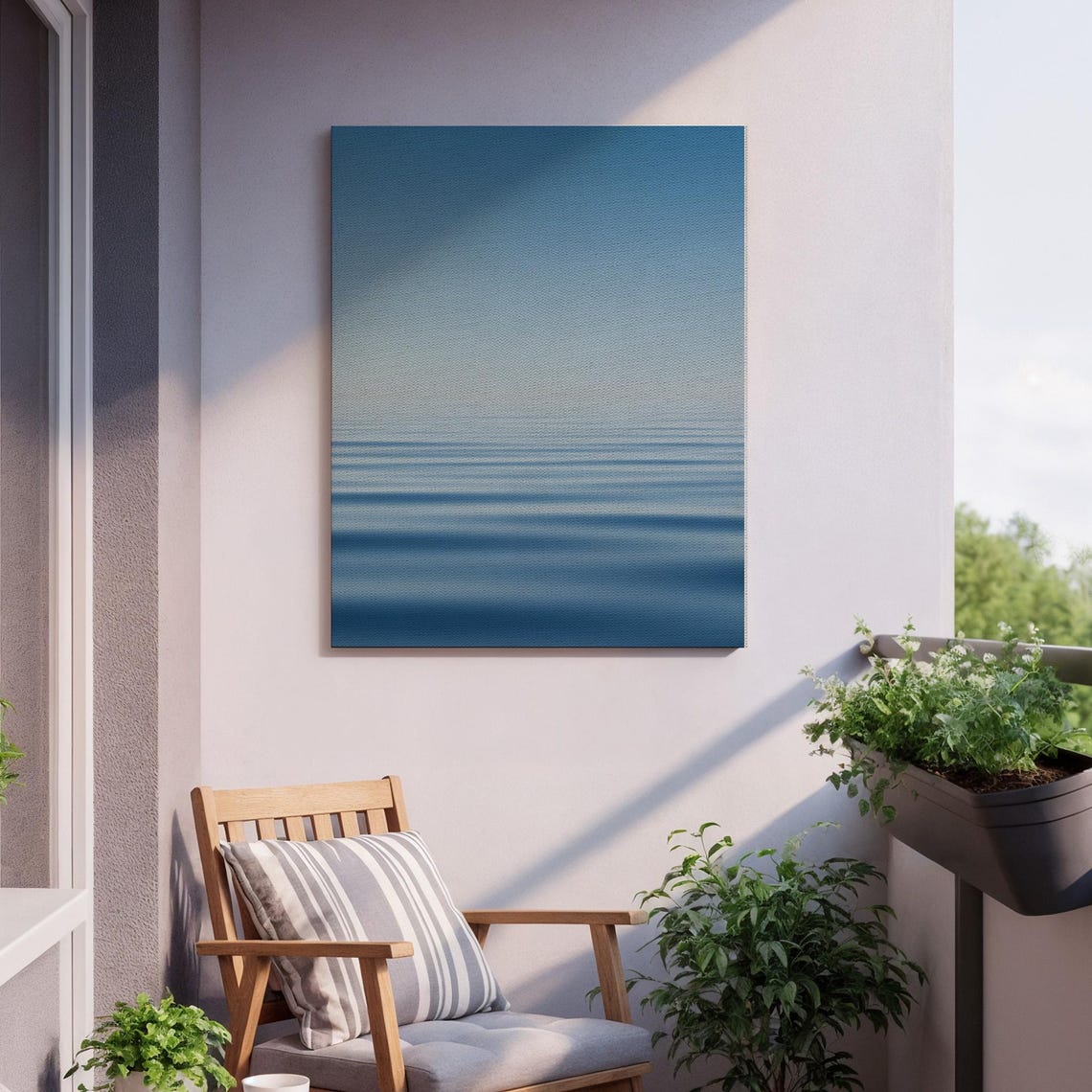 Calm Blue Abstract Sea Horizon Gradient Minimalist Ocean Poster - Image 2
