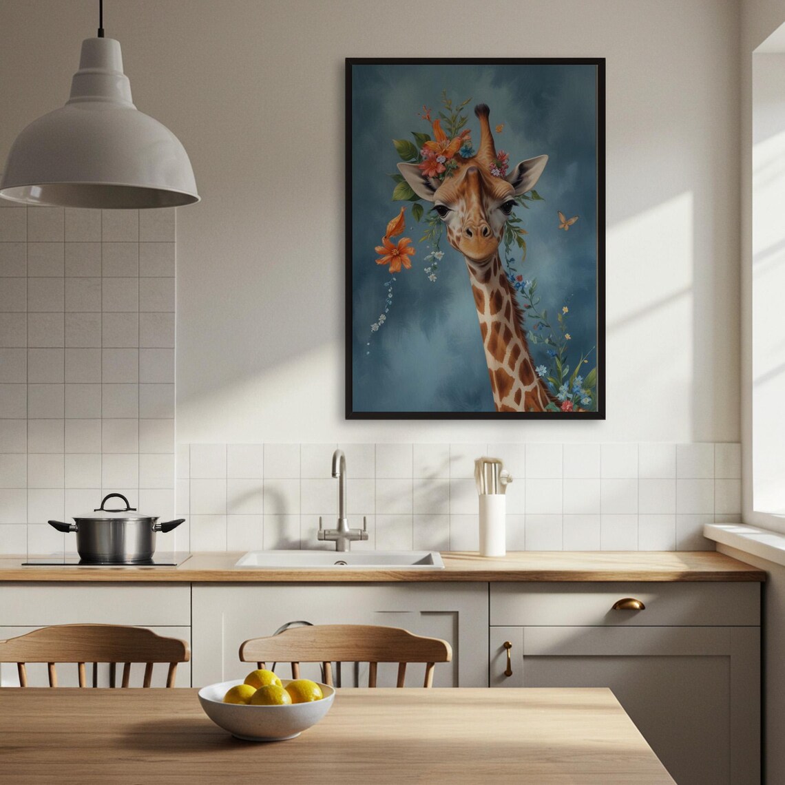 Floral Giraffe, Whimsical Botanical Nursery Decor - Image 3