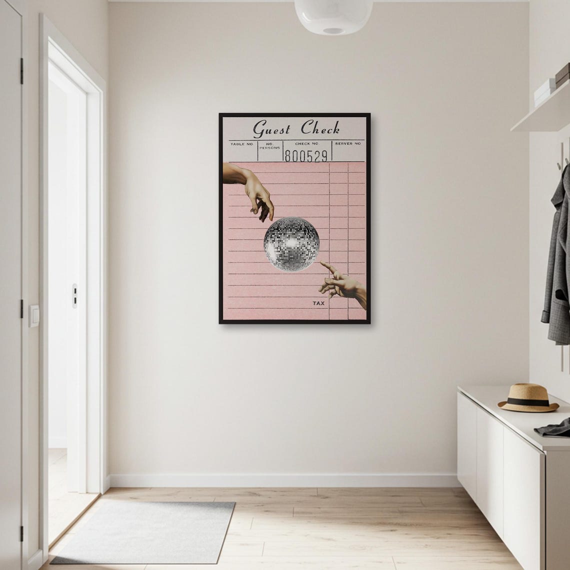 Disco Ball Guest Check Receipt Retro Party Pink Kitchen Poster - Image 3