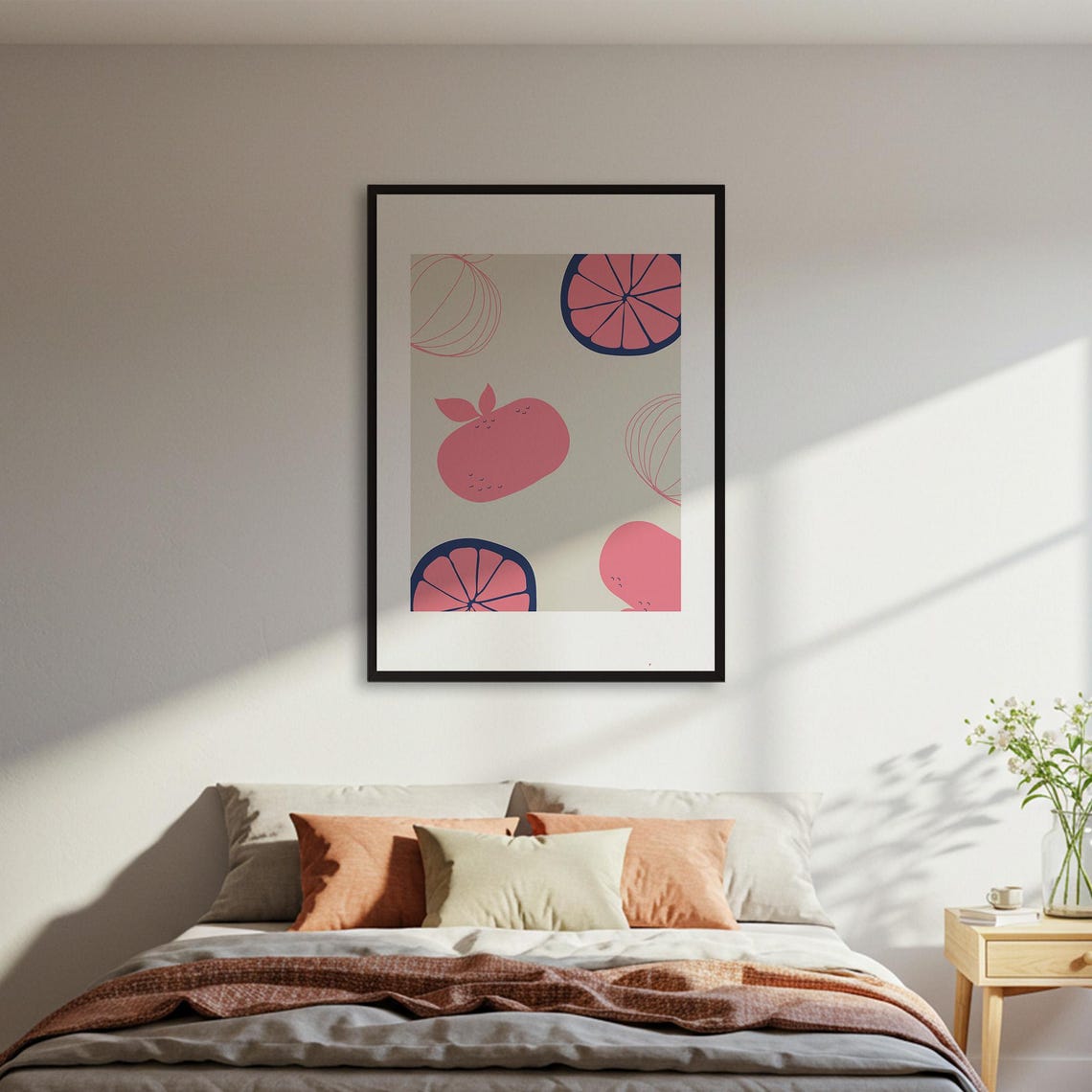 Abstract Fruit Pattern Pink Grapefruit Kitchen Modern Minimal Poster