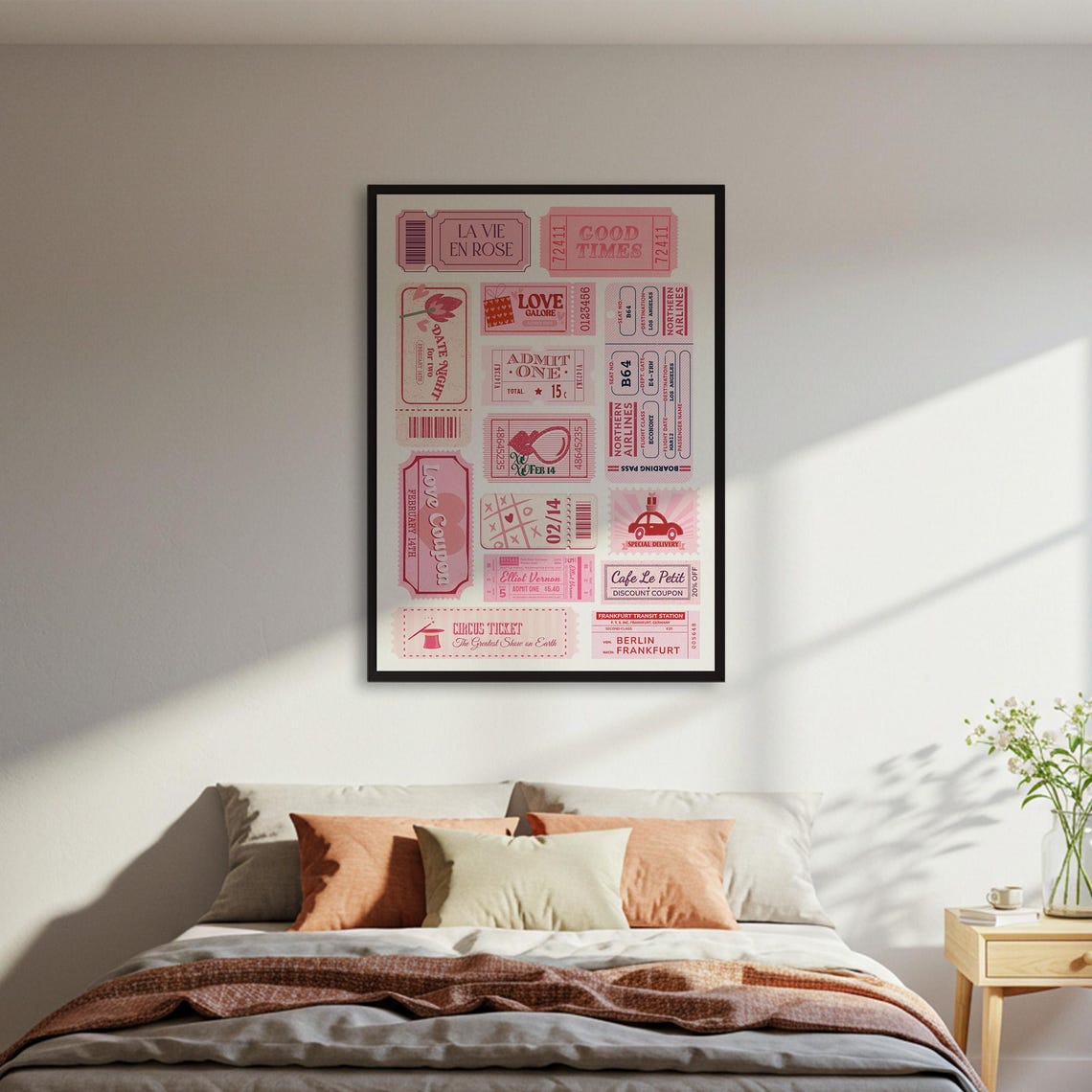 Pink Vintage Ticket Stub Collage Retro La Vie En Rose Poster - Image 2