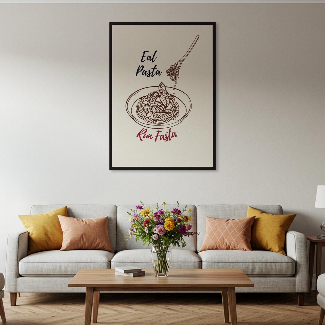 Eat Pasta Run Fasta, Funny Kitchen Quote Art Print - Image 4