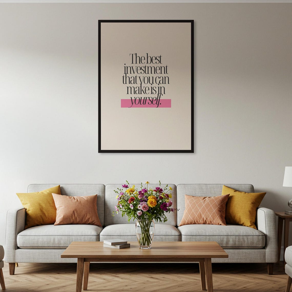 Best Investment Is In Yourself Quote Minimal Pink Office Poster - Image 2