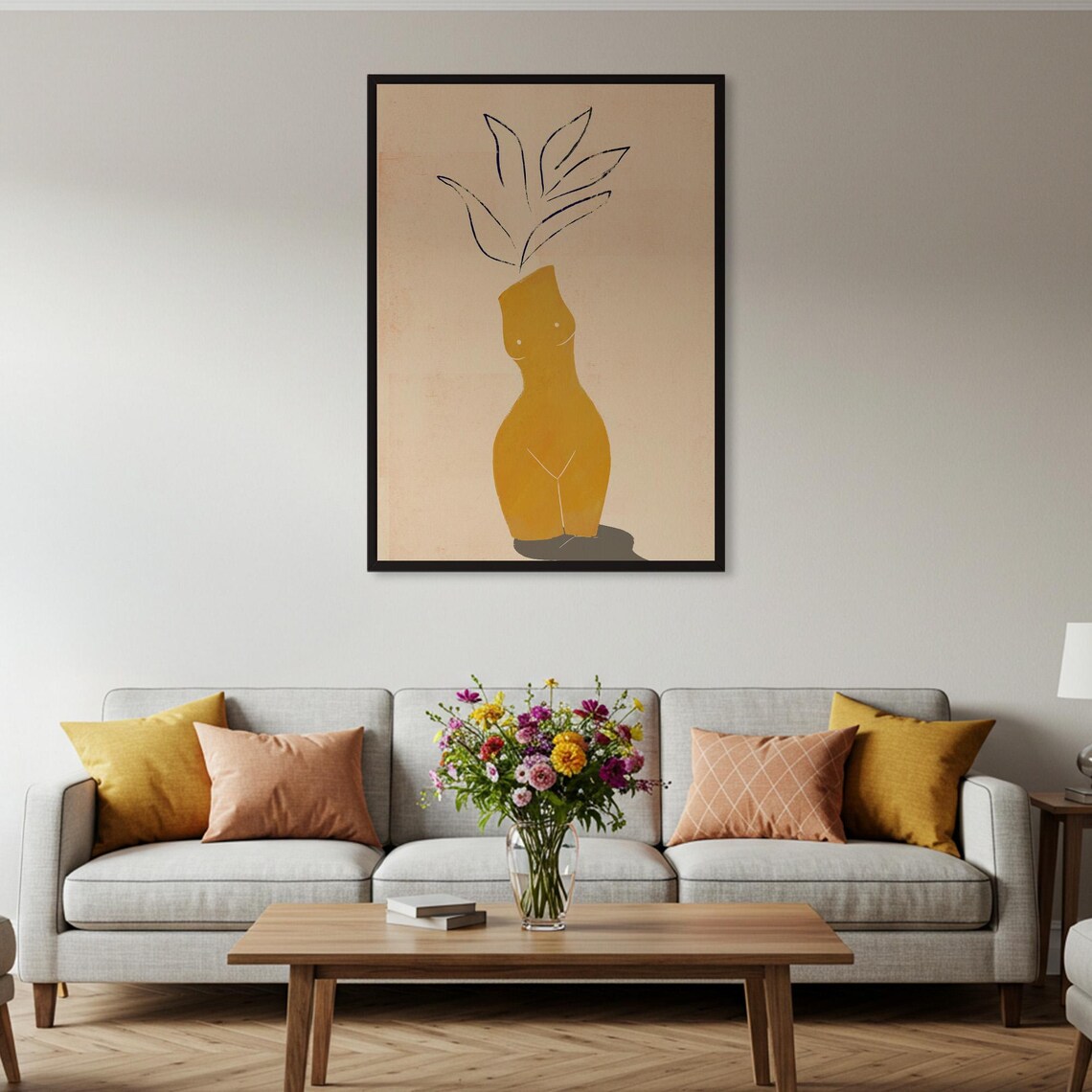 Abstract Female Body, Minimalist Botanical Line Art - Image 4