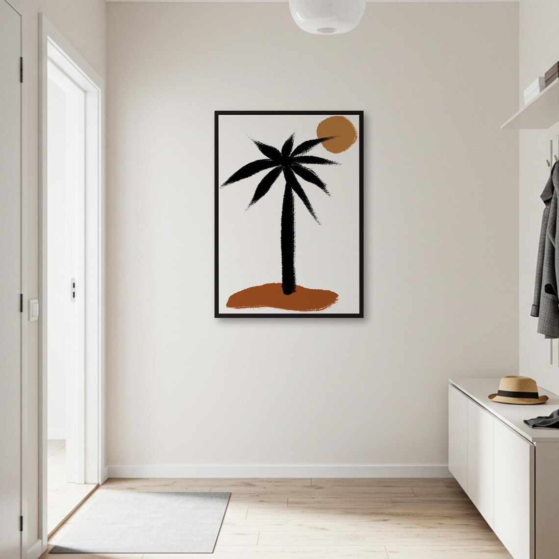 Minimalist Palm Tree Poster, Abstract Sun Boho Decor - Image 2