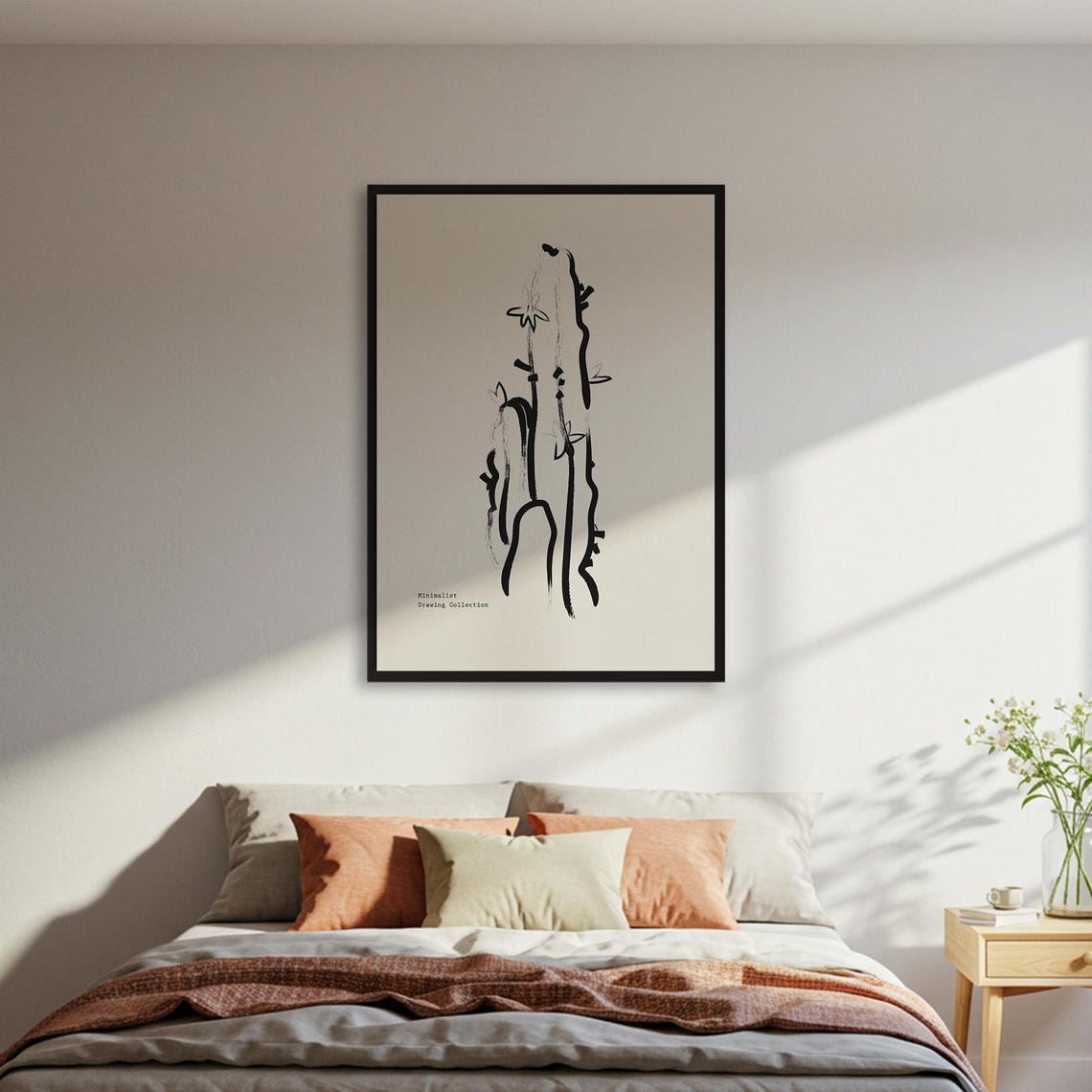 Black Brush Stroke Abstract Minimalist Ink Drawing Art Poster