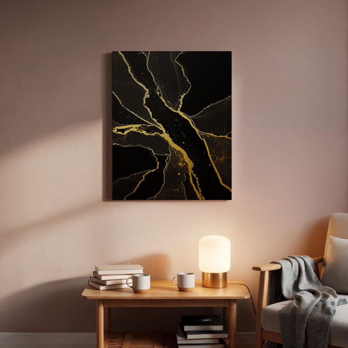 Black Gold Marble Vein Abstract Elegant Luxury Living Room Poster - Image 5