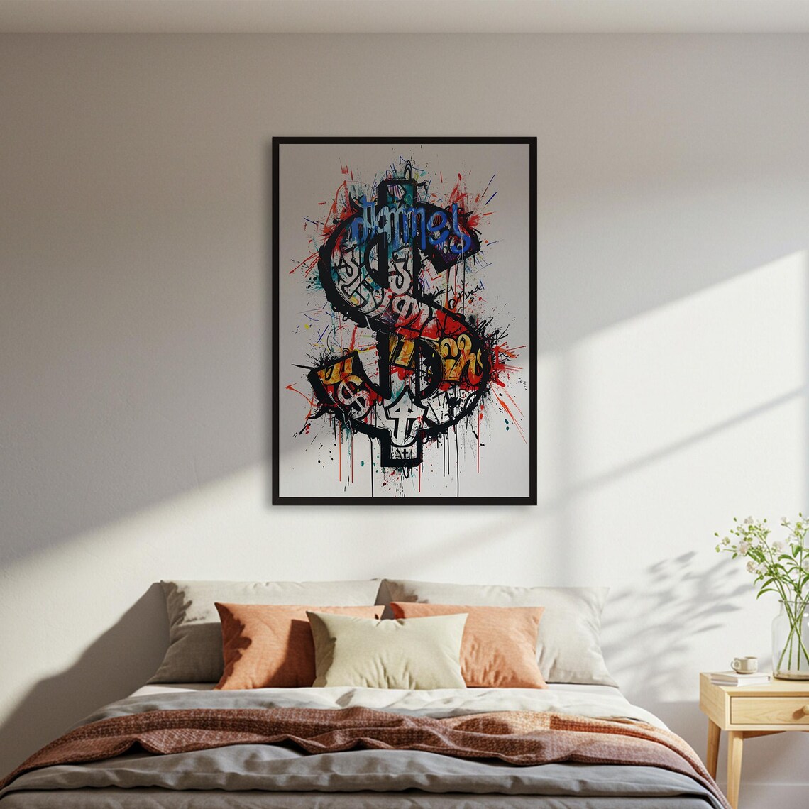 Dollar Sign Graffiti Colorful Street Art Money Wall Decor Poster