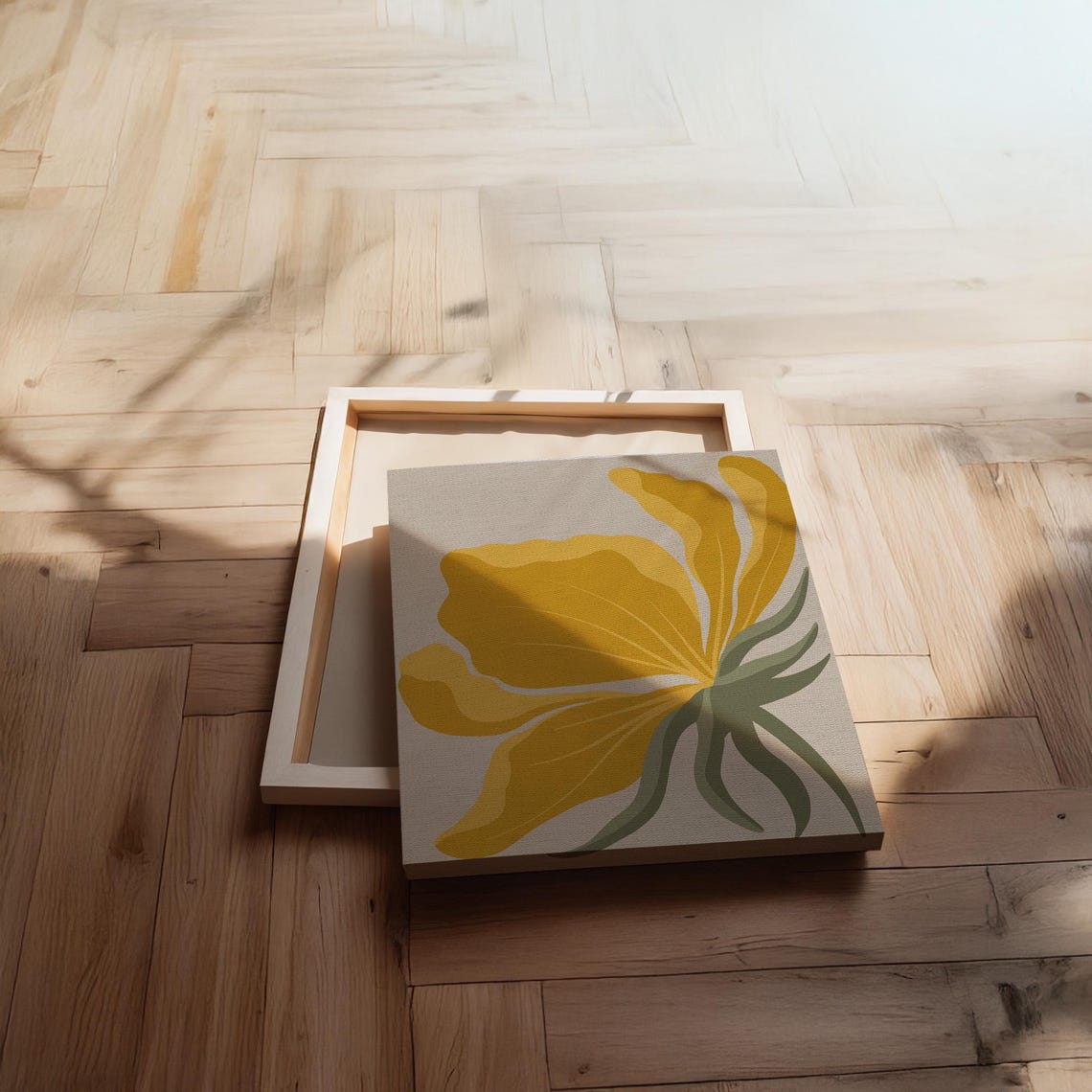 Modern Yellow Floral Minimal Botanical Abstract Decor Poster - Image 2
