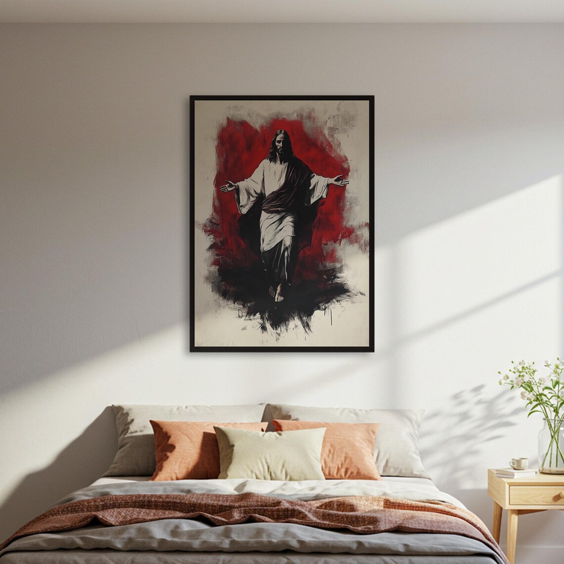 Abstract Jesus Painting, Modern Christian Wall Art