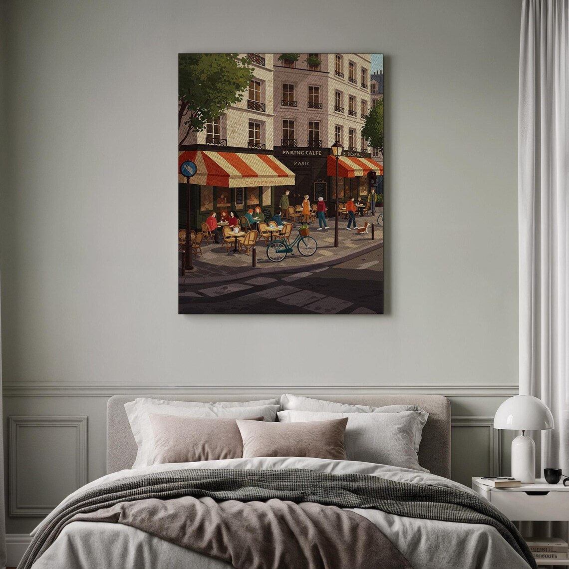 Parisian Cafe Corner Street Scene European Bistro Travel Poster