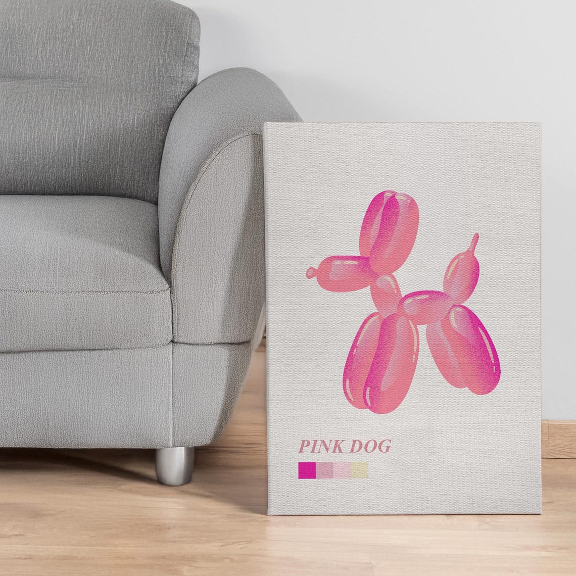 Pink Balloon Dog Pop Art Modern Fun Playful Animal Decor Poster