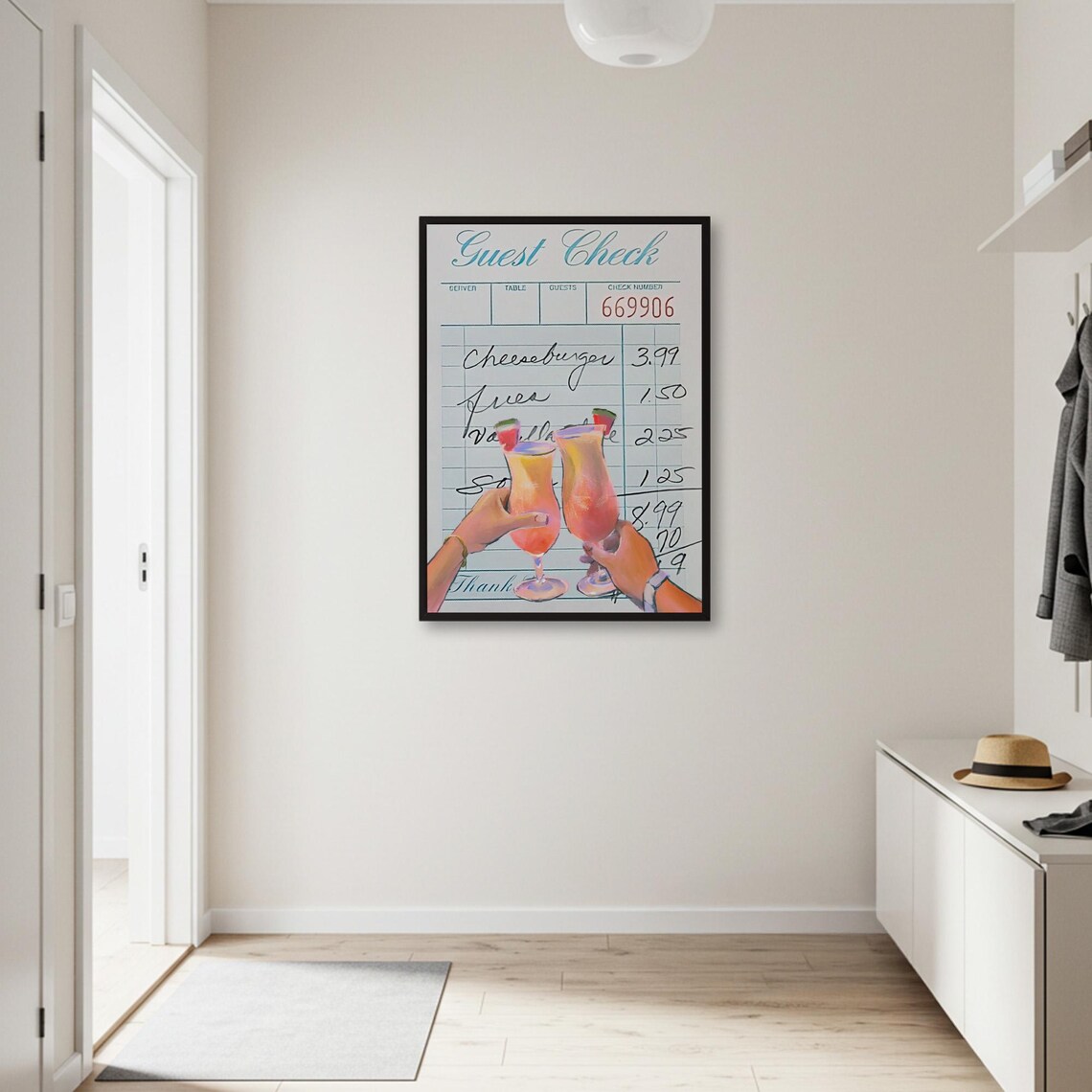 Retro Diner Guest Check, Vintage Cocktail Toast Art Print - Image 2