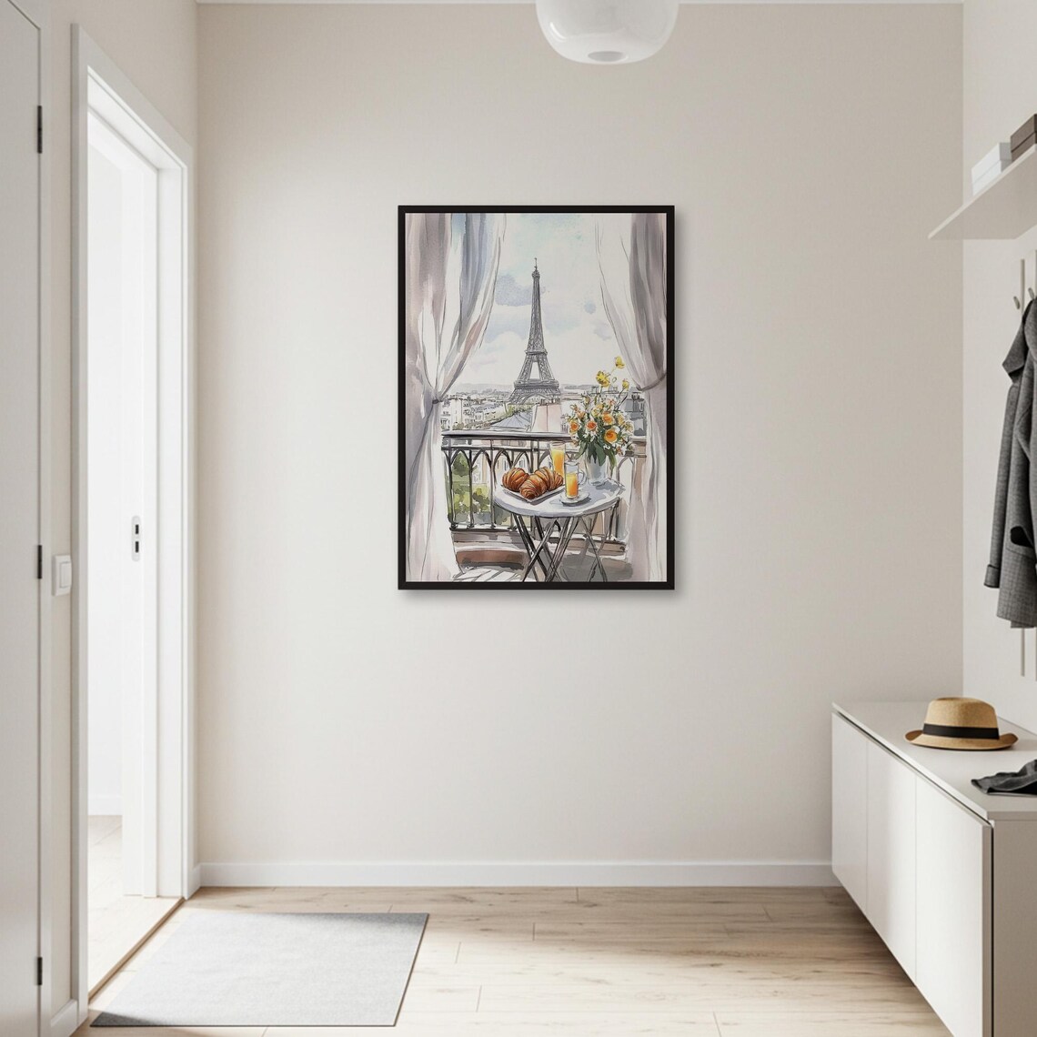 Paris Balcony View, Watercolor Cityscape Art Print - Image 2