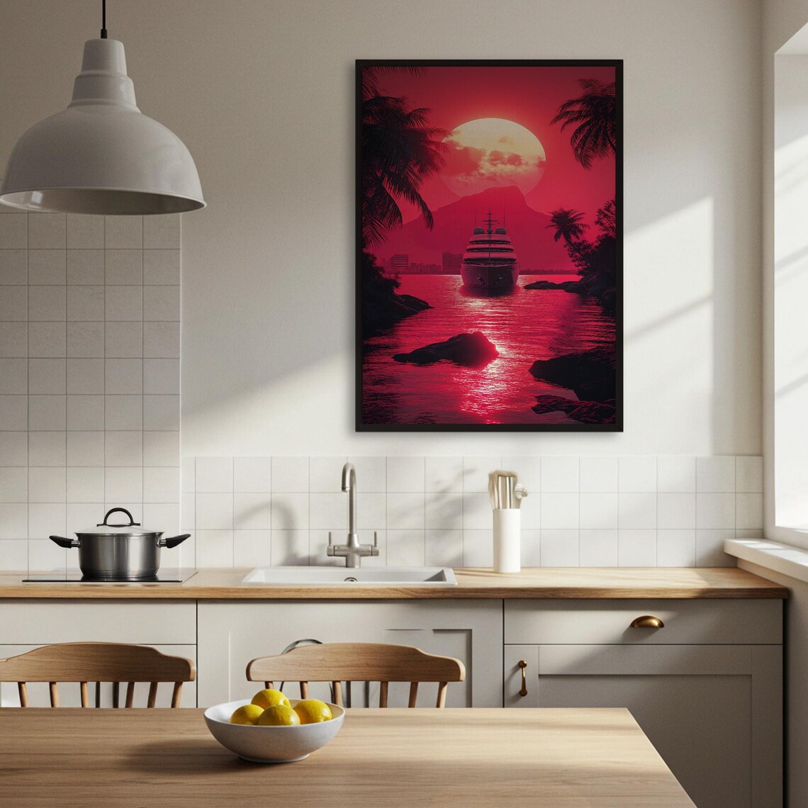 Tropical Sunset Ship Poster, Ocean Landscape - Image 4