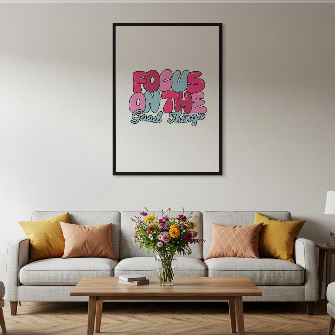 Focus on the Good Things Bubble Letters Positive Quote Poster - Image 2