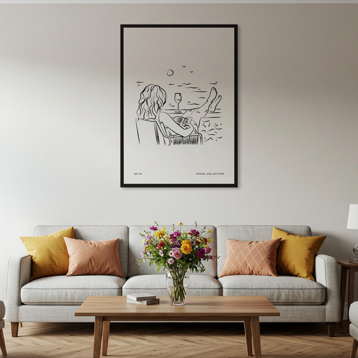 Beach Reading Minimalist Line Art, Relaxing Wall Decor - Image 4