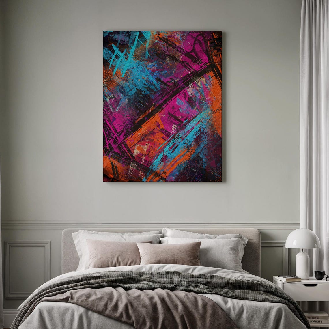 Vibrant Graffiti Abstract Pink Cyan Modern Street Art Poster