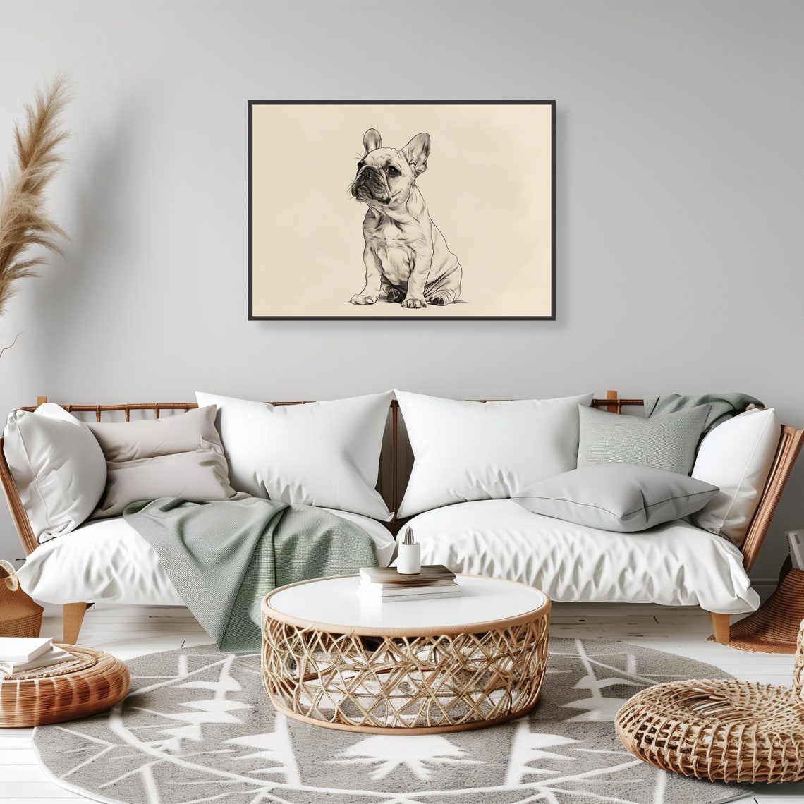 French Bulldog Puppy Sketch Charming Dog Lover Pet Portrait Poster - Image 2