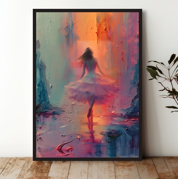 Ballerina Pink Tutu Pastel Dance Abstract Graceful Art Poster