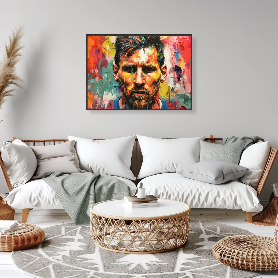 Lionel Messi Colorful Abstract Portrait Soccer Player Wall Art - Image 2