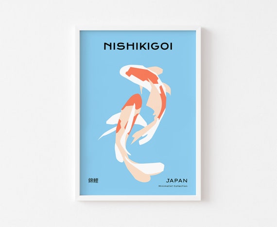 Minimalist Koi Fish Print Modern Koi Carp Poster Pastel Japanese Koi Fish Zen Art Print Boho Fish Wall Art Nishikigoi Wall Art Print