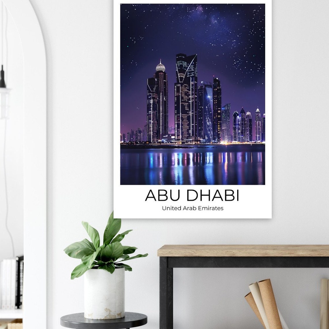 Abu Dhabi Night Skyline Under a Starry Sky Travel Art Poster - Image 4