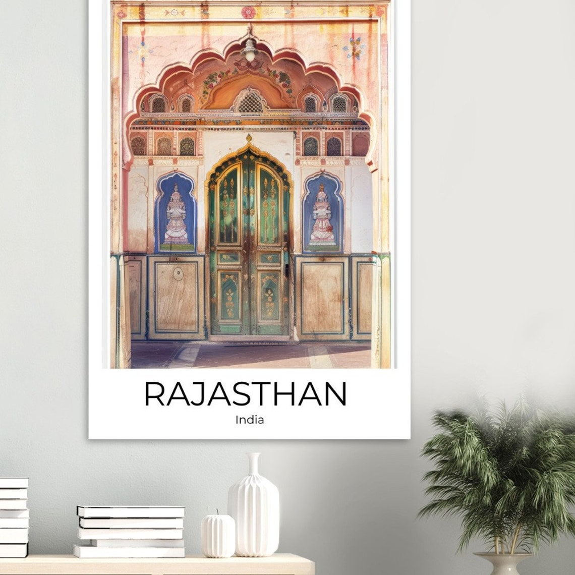 Rajasthan India Ornate Palace Doorway Painted Archway Travel Poster - Image 3